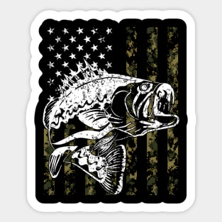 Fishing Camouflage American Flag Fisherman Sticker